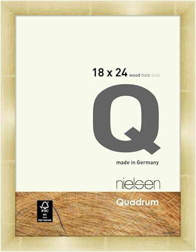 nielsen Bilderrahmen, 18 x 24 cm, Holz, Gold, Fotorahmen zum Auftstellen und Aufhängen im Hoch- & Querformat, Echtglas, Quadrum von nielsen