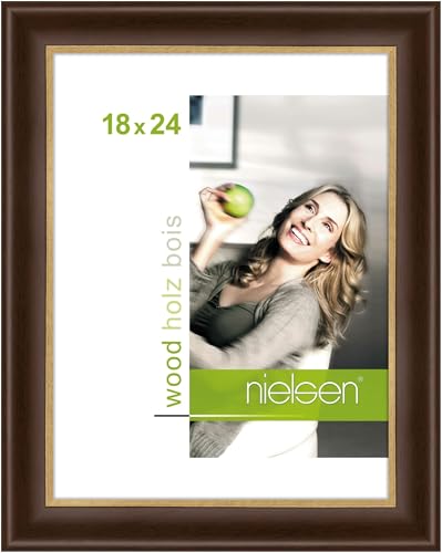 nielsen Bilderrahmen, 18 x 24 cm, Holz, Palisander, Fotorahmen zum Auftstellen und Aufhängen im Hoch- & Querformat, Echtglas, Derby von nielsen