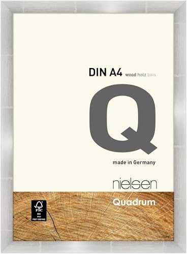 nielsen Bilderrahmen, 21 x 29,7 cm (A4), Holz, Silber Anthrazit, Dokumentenrahmen zum Aufhängen im Hoch- & Querformat, Echtglas, Quadrum von nielsen