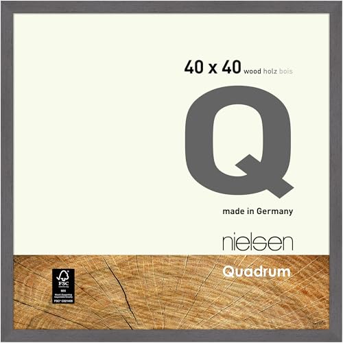 nielsen Bilderrahmen, 40 x 40 cm, Holz, Dunkelgrau, Posterrahmen zum Aufhängen im Hoch- & Querformat, Echtglas, Quadrum von nielsen