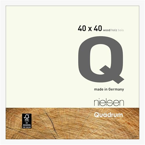 nielsen Bilderrahmen, 40 x 40 cm, Holz, Reinweiß, Posterrahmen zum Aufhängen im Hoch- & Querformat, Echtglas, Quadrum von nielsen