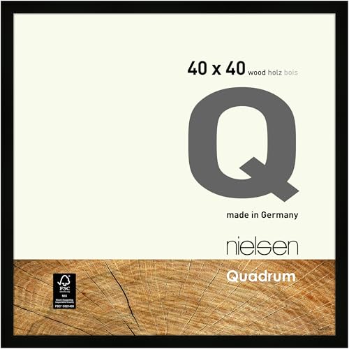 nielsen Bilderrahmen, 40 x 40 cm, Holz, Schwarz, Posterrahmen zum Aufhängen im Hoch- & Querformat, Echtglas, Quadrum nielsen Bilderrahmen, 40 x 40 cm, Holz, Schwarz, Posterrahmen zum Aufhängen im Hoch- & Querformat, Echtglas, Quadrum von nielsen