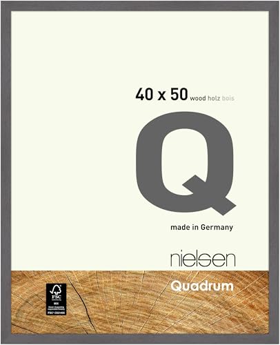 nielsen Bilderrahmen, 40 x 50 cm, Holz, Dunkelgrau, Posterrahmen zum Aufhängen im Hoch- & Querformat, Echtglas, Quadrum von nielsen
