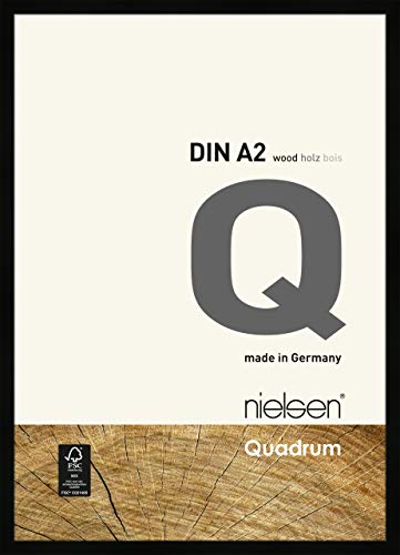 nielsen Bilderrahmen, 42 x 59,4 cm (A2), Holz, Schwarz, Posterrahmen zum Aufhängen im Hoch- & Querformat, Echtglas, Quadrum von nielsen