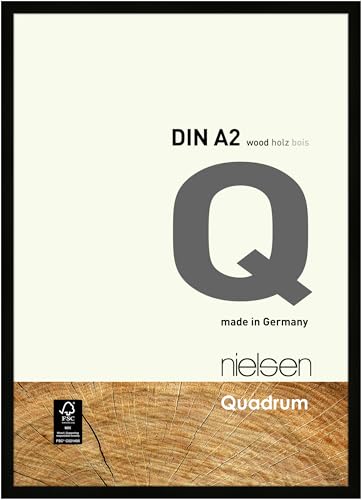 nielsen Bilderrahmen, 42 x 59,4 cm (A2), Holz, Schwarz, Posterrahmen zum Aufhängen im Hoch- & Querformat, Echtglas, Quadrum von nielsen