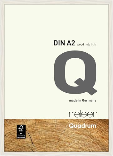 nielsen Bilderrahmen, 42 x 59,4 cm (A2), Holz, Weiß, Posterrahmen zum Aufhängen im Hoch- & Querformat, Echtglas, Quadrum von nielsen
