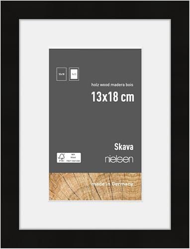 nielsen Bilderrahmen mit Passepartout, 13 x 18 cm, Holz, Schwarz, Fotorahmen zum Auftstellen und Aufhängen im Hoch- & Querformat, Echtglas, Skava nielsen Bilderrahmen mit Passepartout, 13 x 18 cm, Holz, Schwarz, Fotorahmen zum Auftstellen und Aufhängen im Hoch- & Querformat, Echtglas, Skava von nielsen