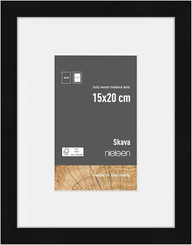 nielsen Bilderrahmen mit Passepartout, 15 x 20 cm, Holz, Schwarz, Fotorahmen zum Auftstellen und Aufhängen im Hoch- & Querformat, Echtglas, Skava nielsen Bilderrahmen mit Passepartout, 15 x 20 cm, Holz, Schwarz, Fotorahmen zum Auftstellen und Aufhängen im Hoch- & Querformat, Echtglas, Skava von nielsen