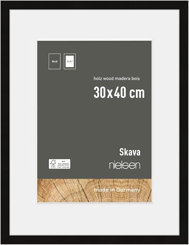 nielsen Bilderrahmen mit Passepartout, 30 x 40 cm, Holz, Schwarz, Fotorahmen zum Aufhängen im Hoch- & Querformat, Echtglas, Skava nielsen Bilderrahmen mit Passepartout, 30 x 40 cm, Holz, Schwarz, Fotorahmen zum Aufhängen im Hoch- & Querformat, Echtglas, Skava von nielsen