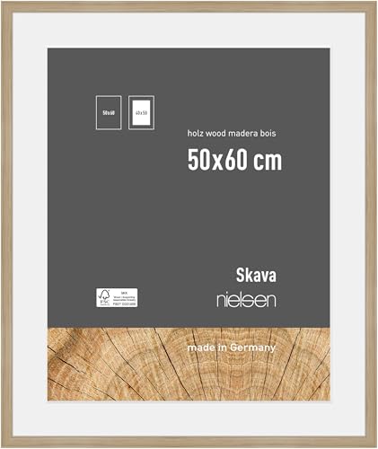 nielsen Bilderrahmen mit Passepartout, 50 x 60 cm, Holz, Eiche, Posterrahmen zum Aufhängen im Hoch- & Querformat, Echtglas, Skava nielsen Bilderrahmen mit Passepartout, 50 x 60 cm, Holz, Eiche, Posterrahmen zum Aufhängen im Hoch- & Querformat, Echtglas, Skava von nielsen