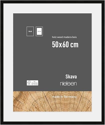 nielsen Bilderrahmen mit Passepartout, 50 x 60 cm, Holz, Schwarz, Posterrahmen zum Aufhängen im Hoch- & Querformat, Echtglas, Skava nielsen Bilderrahmen mit Passepartout, 50 x 60 cm, Holz, Schwarz, Posterrahmen zum Aufhängen im Hoch- & Querformat, Echtglas, Skava von nielsen