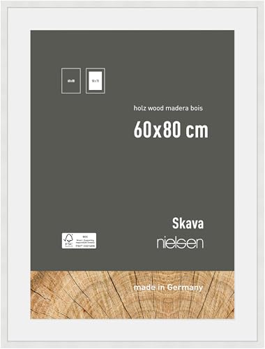 nielsen Bilderrahmen mit Passepartout, 60 x 80 cm, Holz, Weiß, Posterrahmen zum Aufhängen im Hoch- & Querformat, Echtglas, Skava nielsen Bilderrahmen mit Passepartout, 60 x 80 cm, Holz, Weiß, Posterrahmen zum Aufhängen im Hoch- & Querformat, Echtglas, Skava von nielsen