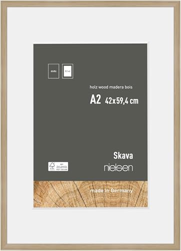 nielsen Bilderrahmen mit Passepartout, 42 x 59,4 cm (A2), Holz, Eiche, Posterrahmen zum Aufhängen im Hoch- & Querformat, Echtglas, Skava nielsen Bilderrahmen mit Passepartout, 42 x 59,4 cm (A2), Holz, Eiche, Posterrahmen zum Aufhängen im Hoch- & Querformat, Echtglas, Skava von nielsen
