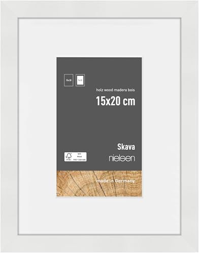 nielsen Bilderrahmen mit Passepartout, 15 x 20 cm, Holz, Weiß, Fotorahmen zum Auftstellen und Aufhängen im Hoch- & Querformat, Echtglas, Skava nielsen Bilderrahmen mit Passepartout, 15 x 20 cm, Holz, Weiß, Fotorahmen zum Auftstellen und Aufhängen im Hoch- & Querformat, Echtglas, Skava von nielsen