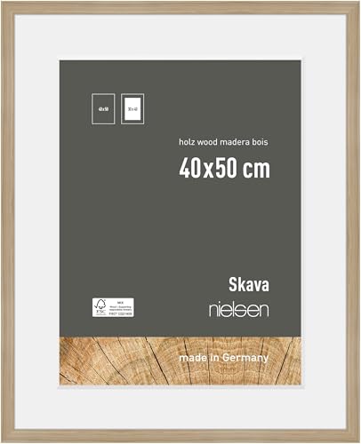 nielsen Bilderrahmen mit Passepartout, 40 x 50 cm, Holz, Eiche, Posterrahmen zum Aufhängen im Hoch- & Querformat, Echtglas, Skava nielsen Bilderrahmen mit Passepartout, 40 x 50 cm, Holz, Eiche, Posterrahmen zum Aufhängen im Hoch- & Querformat, Echtglas, Skava von nielsen