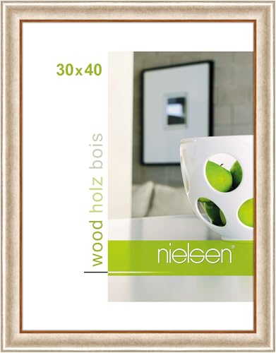 nielsen Bilderrahmen, 30 x 40 cm, Holz, Silber, Fotorahmen zum Aufhängen im Hoch- & Querformat, Echtglas, Derby nielsen Bilderrahmen, 30 x 40 cm, Holz, Silber, Fotorahmen zum Aufhängen im Hoch- & Querformat, Echtglas, Derby von nielsen