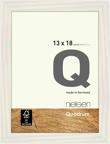 nielsen Bilderrahmen, 13 x 18 cm, Holz, Weiß, Fotorahmen zum Auftstellen und Aufhängen im Hoch- & Querformat, Echtglas, Quadrum von nielsen