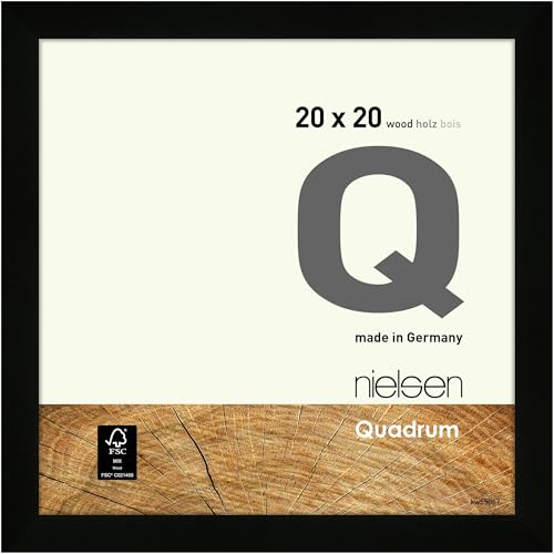 nielsen Bilderrahmen, 20 x 20 cm, Holz, Schwarz, Fotorahmen zum Auftstellen und Aufhängen im Hoch- & Querformat, Echtglas, Quadrum von nielsen