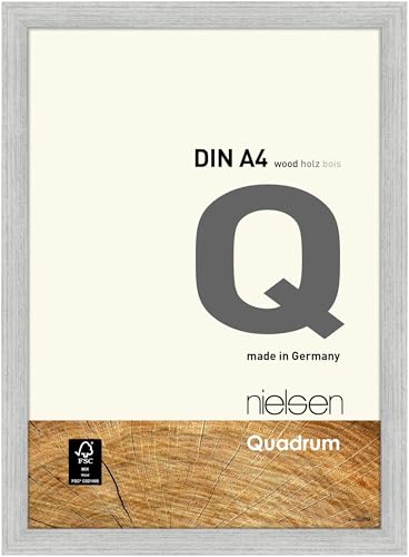 nielsen Bilderrahmen, 21 x 29,7 cm (A4), Holz, Silber, Dokumentenrahmen zum Aufhängen im Hoch- & Querformat, Echtglas, Quadrum von nielsen