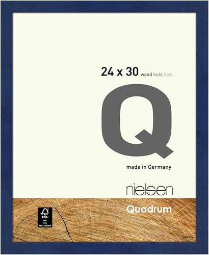 nielsen Bilderrahmen, 24 x 30 cm, Holz, Blau, Rahmen zum Aufhängen im Hoch- & Querformat, Echtglas, Quadrum von nielsen