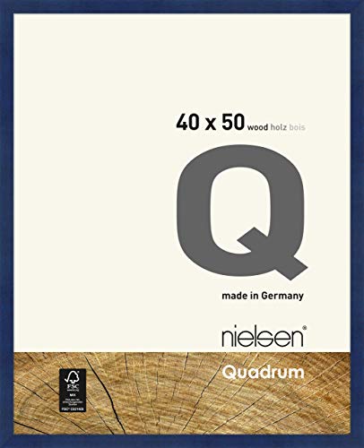 nielsen Bilderrahmen, 40 x 50 cm, Holz, Blau, Posterrahmen zum Aufhängen im Hoch- & Querformat, Echtglas, Quadrum von nielsen