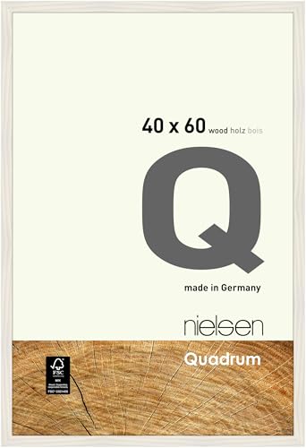nielsen Bilderrahmen, 40 x 60 cm, Holz, Weiß, Posterrahmen zum Aufhängen im Hoch- & Querformat, Echtglas, Quadrum von nielsen