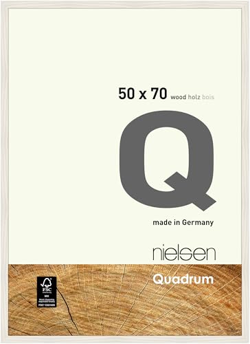 nielsen Bilderrahmen, 50 x 70 cm, Holz, Weiß, Posterrahmen zum Aufhängen im Hoch- & Querformat, Echtglas, Quadrum nielsen Bilderrahmen, 50 x 70 cm, Holz, Weiß, Posterrahmen zum Aufhängen im Hoch- & Querformat, Echtglas, Quadrum von nielsen