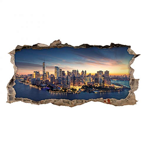 150 Wandtattoo New York - World Trade Center - Loch in der Wand - in 6 Größen - Wanddeko Wandbild - Größe 1500 x 750 mm von nikima Schönes für Kinder