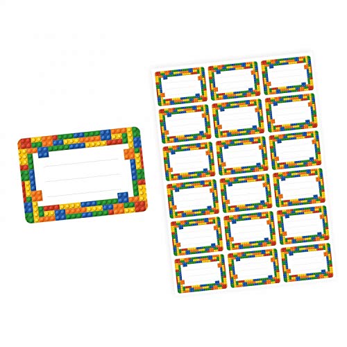 72 Blanko Etiketten Bausteine bunt - 64 x 45 mm - Namensetiketten Junge Bauklötze Aufkleber Sticker von nikima Schönes für Kinder
