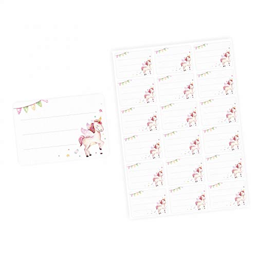 72 Blanko Etiketten Einhorn - 64 x 45 mm - Namensetiketten Mädchen Aufkleber Sticker von nikima Schönes für Kinder