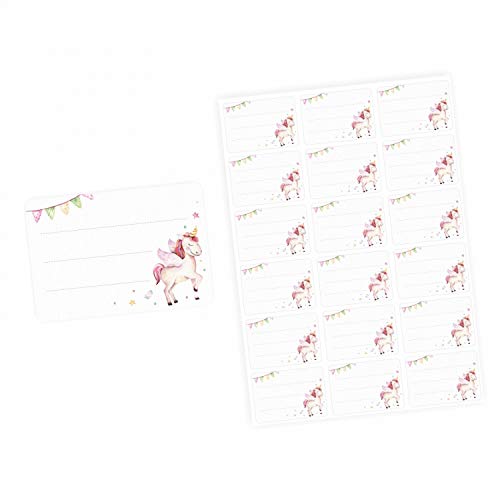72 Blanko Etiketten Einhorn - 64 x 45 mm - Namensetiketten Mädchen Aufkleber Sticker von nikima Schönes für Kinder