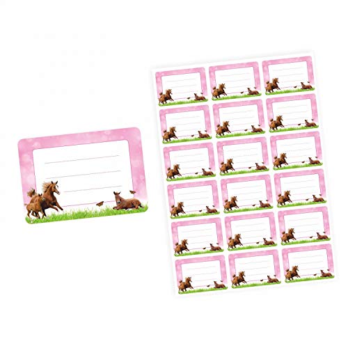 72 Blanko Etiketten Pferde Rosa Pink - 64 x 45 mm - Namensetiketten Mädchen Aufkleber Sticker von nikima Schönes für Kinder