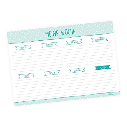 Wochenplaner mint - A5 Block 50 Blatt Papier Notizblock Wochenkalender Planer Schreibtisch Organisieren Punkte von nikima Schönes für Kinder
