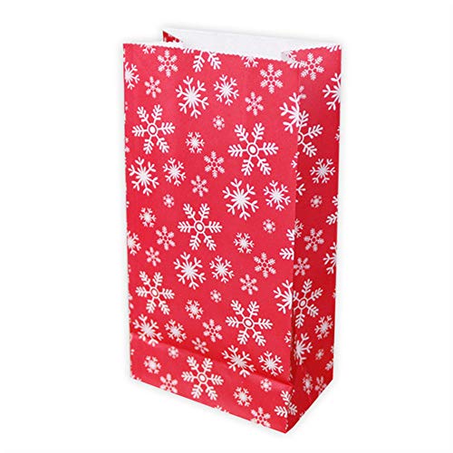 nikima Schönes für Kinder 5 Papiertüten Schneeflocken ROT/WEIß| H 23cm - 7,5 x 12cm | Geschenktüte Weihnachten Adventskalender DIY von nikima Schönes für Kinder