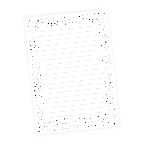 nikima Schönes für Kinder - A5 Notizblock Sterne grau schwarz - 50 Blatt liniert to do Liste Einkaufsliste Planer Notizzettel Rezeptblock Merkliste Organizer von nikima Schönes für Kinder