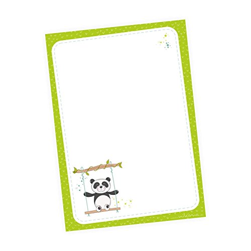 nikima Schönes für Kinder - A6 Notizblock Panda Schaukel grün - 50 Blatt to do Liste Einkaufszettel Planer - Give Away, Goodie zum Kindergeburtstag Schuleintritt Notizzettel von nikima Schönes für Kinder