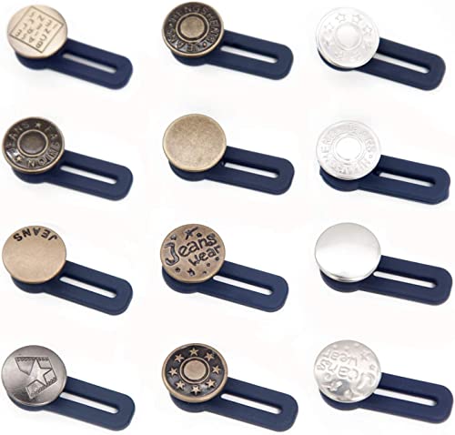 ninegridisland 12 Stück Hosenbunderweiterung Hosenknopf Verlängerung Elastischen Jeans Einziehbarer Knopf Metall Knopfverlängerung für Hosen Ohne Nähen Hosenerweiterung knöpfe, 17mm, Bronze_01 von ninegridisland