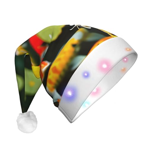 njkhbolk Japanische Weihnachtsmütze mit hübschem Koi-Fischdruck, bunte LED-Weihnachtsmütze, Uni njkhbolk Japanische Weihnachtsmütze mit hübschem Koi-Fischdruck, bunte LED-Weihnachtsmütze, Uni von njkhbolk