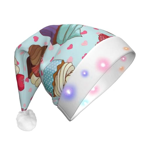 njkhbolk Weihnachtsmütze mit Cupcake-Muster, bunte LED-Weihnachtsmütze, uni njkhbolk Weihnachtsmütze mit Cupcake-Muster, bunte LED-Weihnachtsmütze, uni von njkhbolk