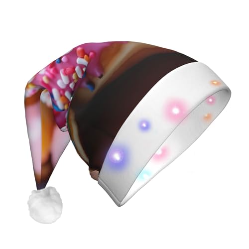 njkhbolk Weihnachtsmütze mit Donut-Druck, bunte LED-Weihnachtsmütze, uni njkhbolk Weihnachtsmütze mit Donut-Druck, bunte LED-Weihnachtsmütze, uni von njkhbolk