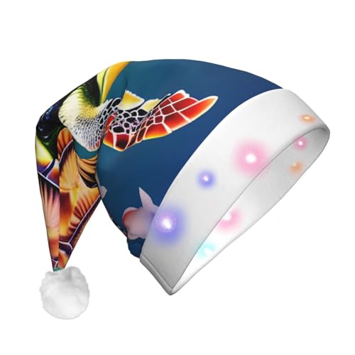 njkhbolk Weihnachtsmütze mit Meeresschildkröte mit Fischen, buntes LED-Weihnachtsmütze, Uni njkhbolk Weihnachtsmütze mit Meeresschildkröte mit Fischen, buntes LED-Weihnachtsmütze, Uni von njkhbolk