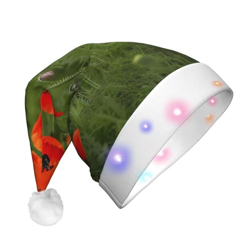njkhbolk Weihnachtsmütze mit Mohnblumen-Motiv, bunte LED-Weihnachtsmütze, uni njkhbolk Weihnachtsmütze mit Mohnblumen-Motiv, bunte LED-Weihnachtsmütze, uni von njkhbolk