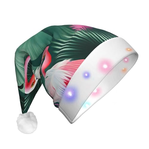njkhbolk Weihnachtsmütze mit Palmblatt- und Flamingo-Paar-Druck, bunte LED-Weihnachtsmütze, Uni njkhbolk Weihnachtsmütze mit Palmblatt- und Flamingo-Paar-Druck, bunte LED-Weihnachtsmütze, Uni von njkhbolk