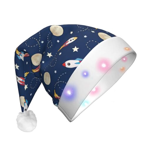 njkhbolk Weihnachtsmütze mit Raketen-im-Motiv, bunte LED-Weihnachtsmütze, uni njkhbolk Weihnachtsmütze mit Raketen-im-Motiv, bunte LED-Weihnachtsmütze, uni von njkhbolk