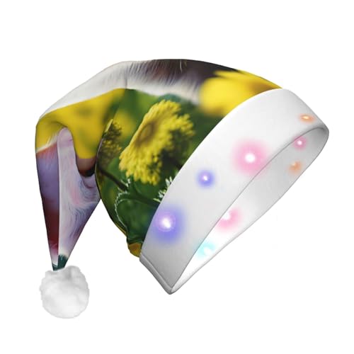 njkhbolk Weihnachtsmütze mit Rapsblumen-Schweine-Druck, bunte LED-Weihnachtsmütze, uni njkhbolk Weihnachtsmütze mit Rapsblumen-Schweine-Druck, bunte LED-Weihnachtsmütze, uni von njkhbolk