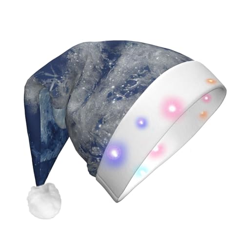 njkhbolk Weihnachtsmütze mit blauem Mond01-Druck, bunte LED-Weihnachtsmütze, Uni njkhbolk Weihnachtsmütze mit blauem Mond01-Druck, bunte LED-Weihnachtsmütze, Uni von njkhbolk