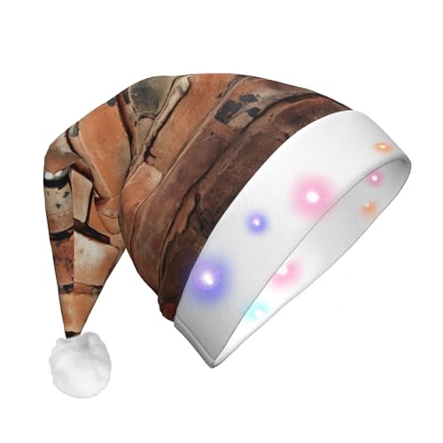 njkhbolk Weihnachtsmütze mit rotem Ziegelstein-Wanddruck, bunte LED-Weihnachtsmütze, Uni njkhbolk Weihnachtsmütze mit rotem Ziegelstein-Wanddruck, bunte LED-Weihnachtsmütze, Uni von njkhbolk