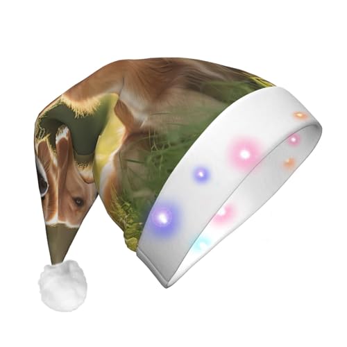 njkhbolk Weihnachtsmütze mit schönem Retriever-Druck, bunte LED-Weihnachtsmütze, uni njkhbolk Weihnachtsmütze mit schönem Retriever-Druck, bunte LED-Weihnachtsmütze, uni von njkhbolk