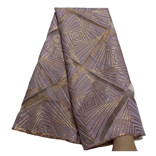 5 Yards Afrikanischer Jacquard-Brokat-Spitzenstoff Französische Tüllspitze Stickerei Goldlinie Nähen For Französisches Tüllkleid(COLOR 11) von nmbhus