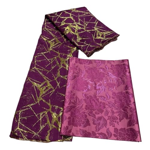 5 Yards Afrikanischer Jacquard-Brokat-Spitzenstoff Französische Tüllspitze Stickerei Goldlinie Nähen For Französisches Tüllkleid(Lace with sego-09) von nmbhus